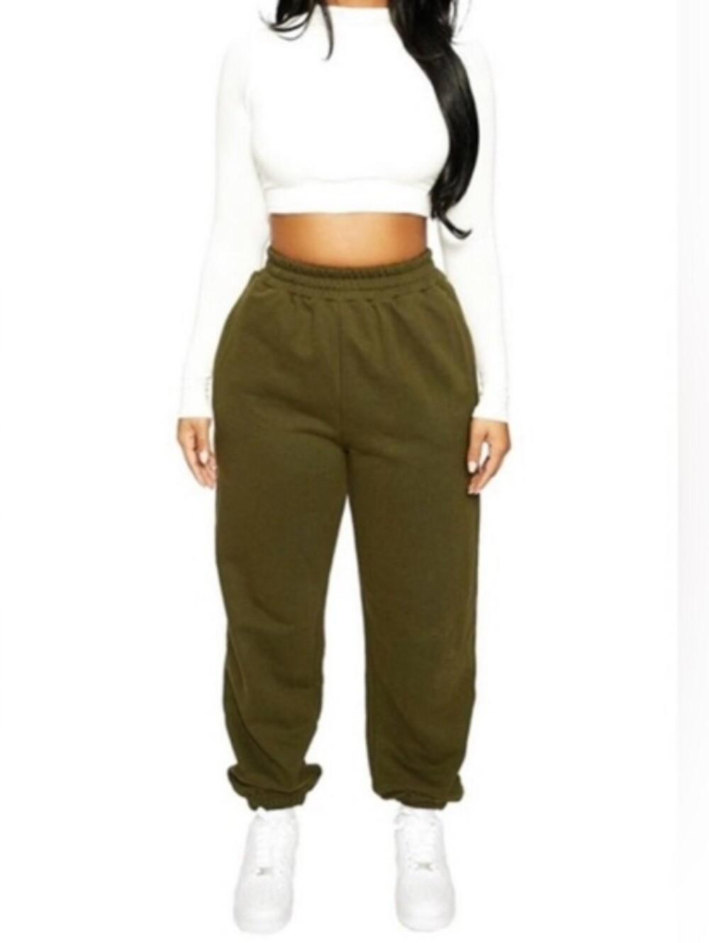 Naked Wardrobe Olive Green Joggers Sz L New
